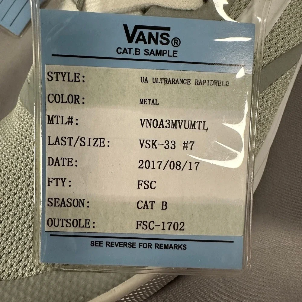 Vans Sample Sneakers UltraRange Rapidweld Mens Size 7 Metal Grey Rare